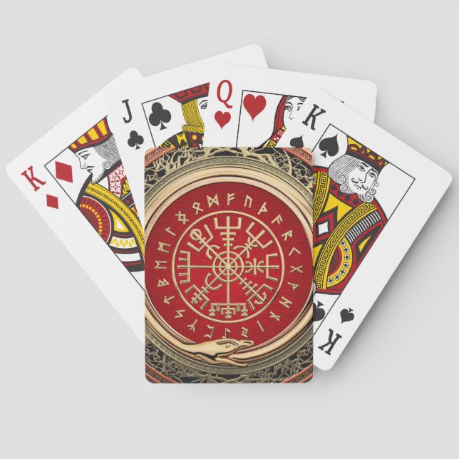 [100] Vegvisir - Viking Gold Magic Runic Compass Spielkarten (Rückseite)