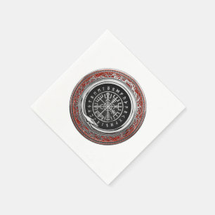 [100] Vegvisir - Viking Silver Magic Runic Compass Serviette