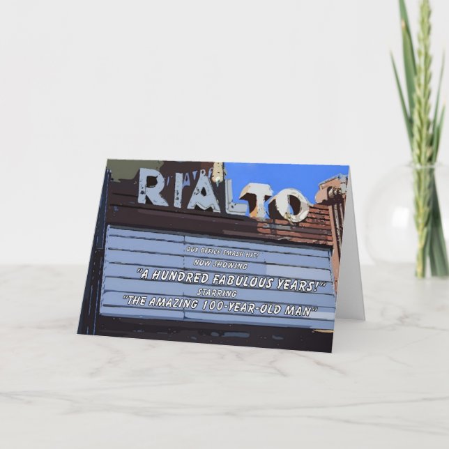 100 Vintages Theater Sign Happy Geburtstag Karte (Vorderseite)
