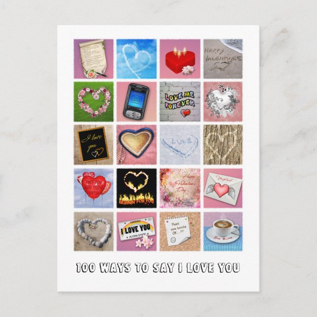 100 Wege zu sagen, ich Liebe Sie Postkarte (Vorderseite)