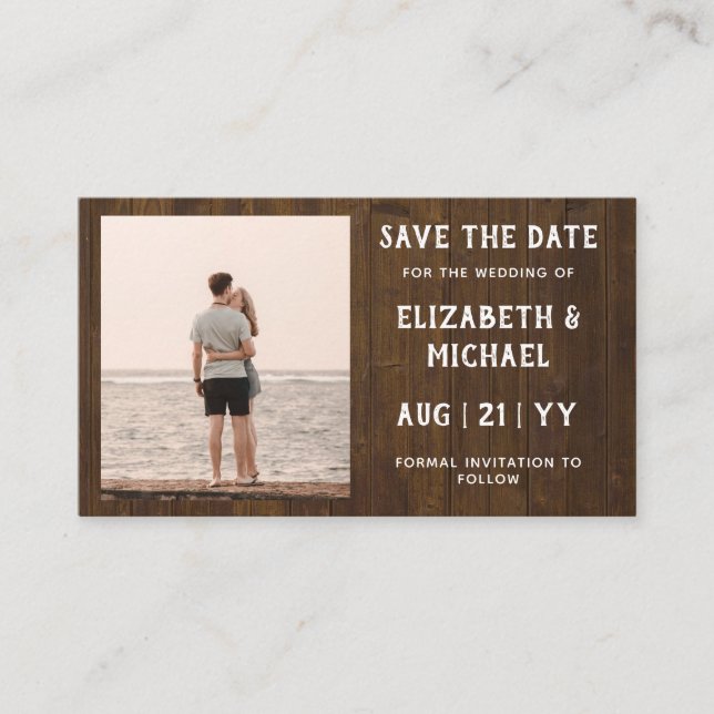 100 x HAUSHALT Foto Rett Datum RUSTISCHE Holzhochz Visitenkarte (Vorderseite)