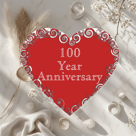 100 Year Anniversary Milestone Romantic Modern  Herz-Aufkleber