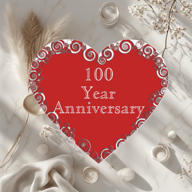 100 Year Anniversary Milestone Romantic Modern  Herz-Aufkleber (100 Year Anniversary Milestone Romantic Modern Heart Sticker)