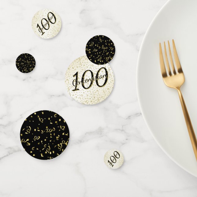 100 Yrs Centenarian Birthday Black/Gold Confetti Konfetti (Gruppe)