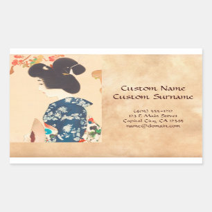 100 Zahlen der Schönheiten, die Takasago Kimonos Rechteckiger Aufkleber