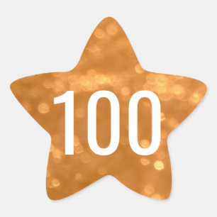 100 - Zahlen Golden Star Aufkleber