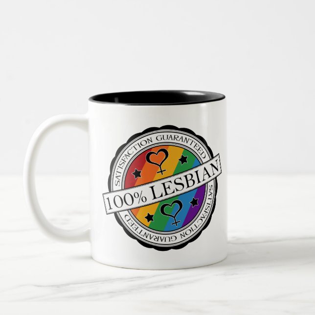 100% Zufriedenheit garantiert Lesben Pride Regenbo Zweifarbige Tasse (Links)