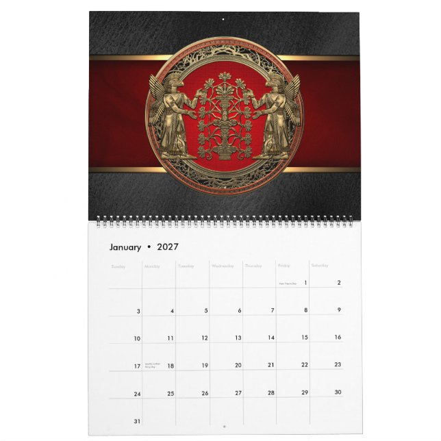 [100] Zwei Gold Ninurtas mit Baum des Lebens Kalender (Jan 2027)
