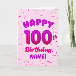 100th Balloon Number Custom Name Birthday Card Karte