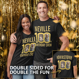100th birthday crew custom name photos fun T-Shirt