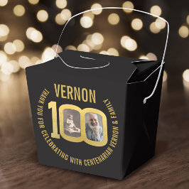 100th Birthday party custom photo favor black gold Geschenkschachtel
