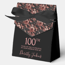 100th Birthday Rose Gold Floral Thank You 