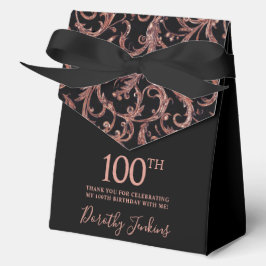 100th Birthday Rose Gold Swirls Thank You  Geschenkschachtel