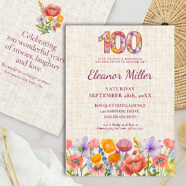 100th Birthday Wildflowers - Floral Number Einladung
