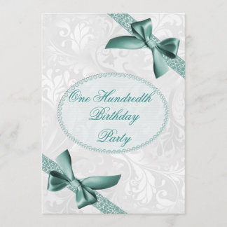 100th Damast und Bogen-Geburtstags-Party Einladung