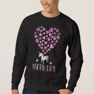 100th Day Heart Unicorn Love Student Gift 100 Days Sweatshirt