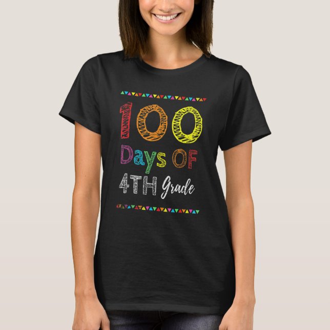 100th Day Kids Gift 100 Days Of 4th Grade 100 Days T-Shirt (Vorderseite)