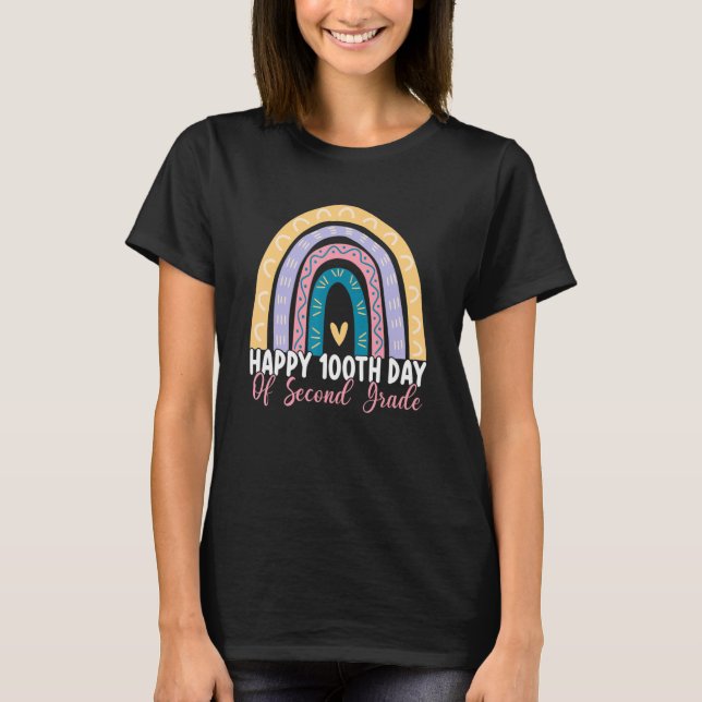100th Day Of 2nd Grade Teacher Rainbow Second Grad T-Shirt (Vorderseite)