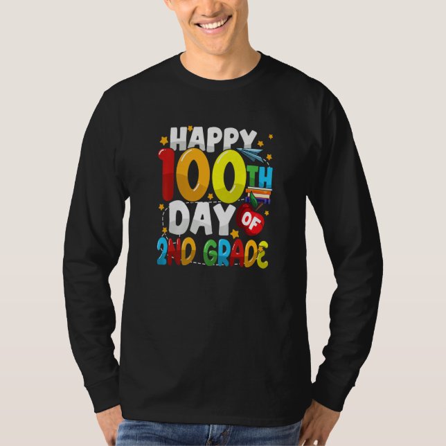 100th Day of 2nd Grade Teachers Kids Students Happ T-Shirt (Vorderseite)