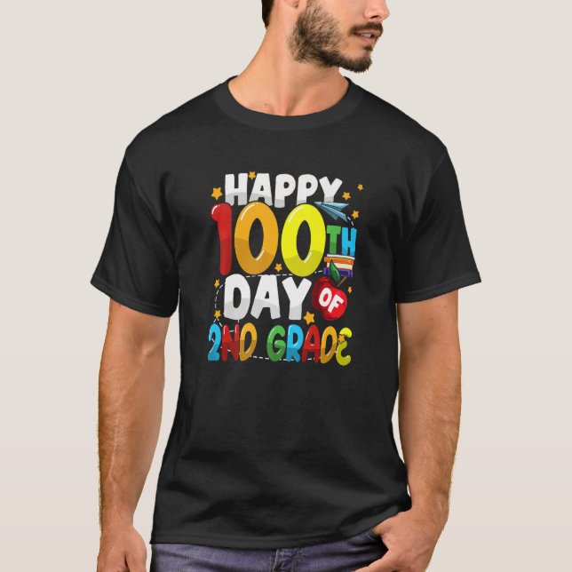 100th Day of 2nd Grade Teachers Kids Students Happ T-Shirt (Vorderseite)