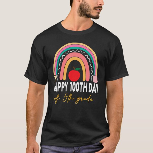 100th Day Of 5th Grade Teacher Rainbow Fifth Grade T-Shirt (Vorderseite)