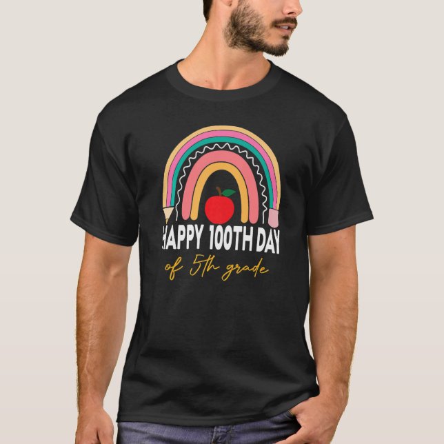 100th Day Of 5th Grade Teacher Rainbow Fifth Grade T-Shirt (Vorderseite)