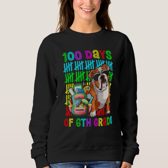 100th Day Of 6th Grade Boys Kids English Bulldog D Sweatshirt (Vorderseite)