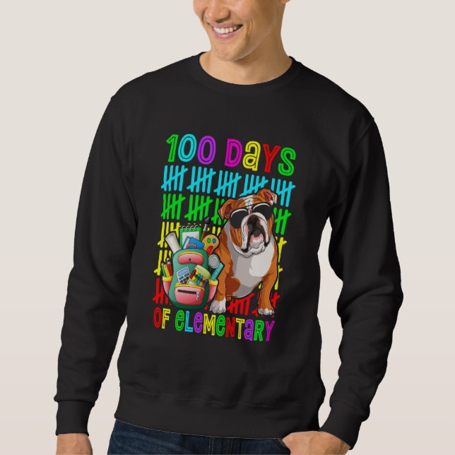 100th Day Of Elementary Boys Kids English Bulldog  Sweatshirt (Vorderseite)