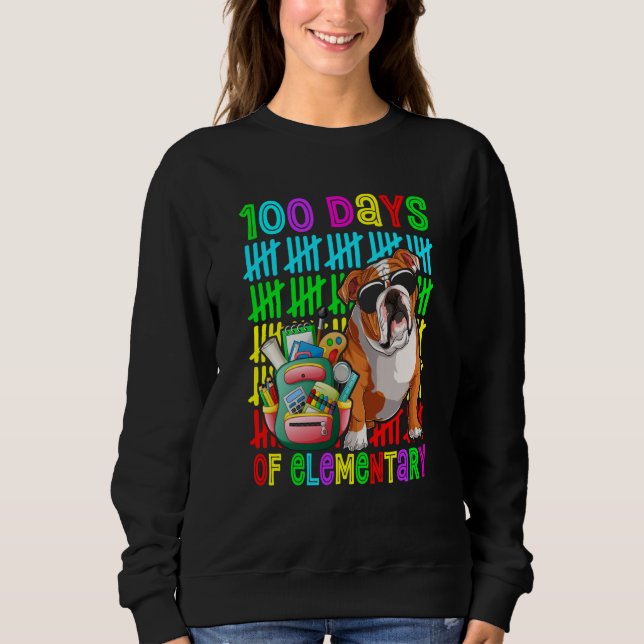 100th Day Of Elementary Boys Kids English Bulldog  Sweatshirt (Vorderseite)