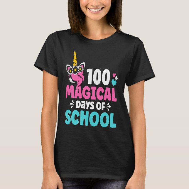100th Day of Kindergarten For Girls 100 Magical Da T-Shirt (Vorderseite)