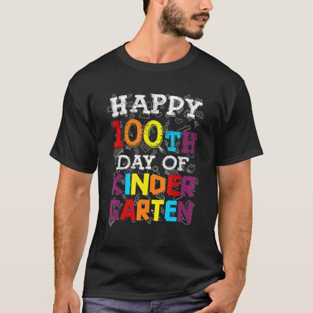 100th Day Of Kindergarten School Teacher 100 Days  T-Shirt (Vorderseite)