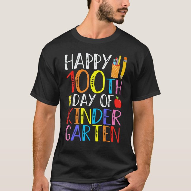 100th Day Of Kindergarten Teachers Kids 100 Days O T-Shirt (Vorderseite)