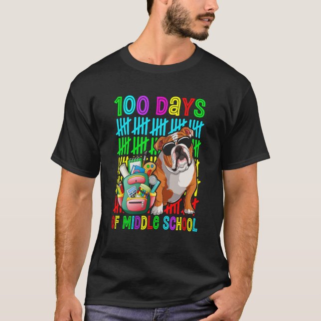 100th Day Of Middle School Boys English Bulldog Do T-Shirt (Vorderseite)