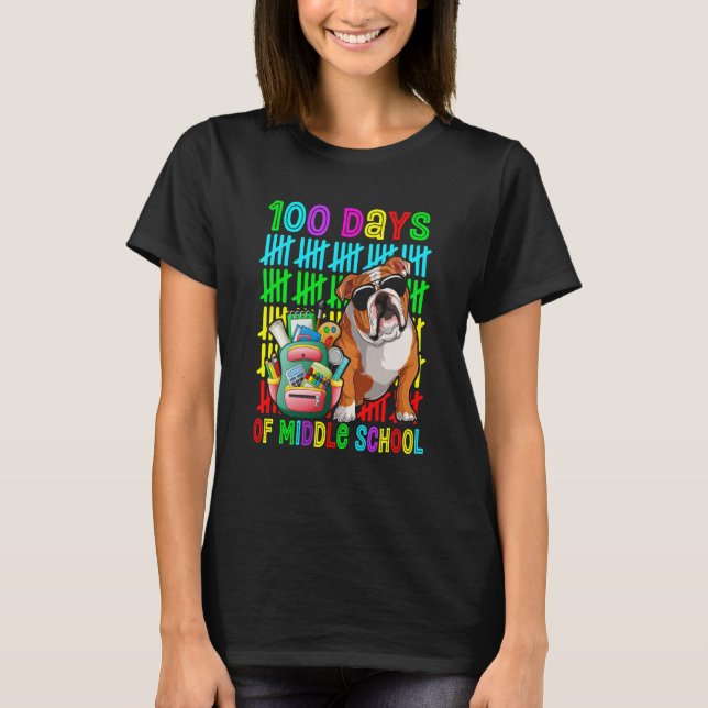 100th Day Of Middle School Boys English Bulldog Do T-Shirt (Vorderseite)