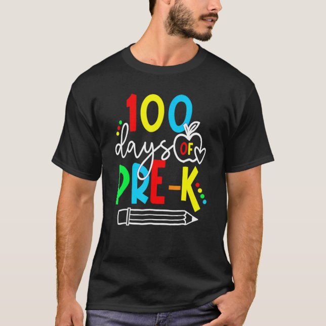 100th Day Of Pre K Funny 100 Days School Teachers  T-Shirt (Vorderseite)