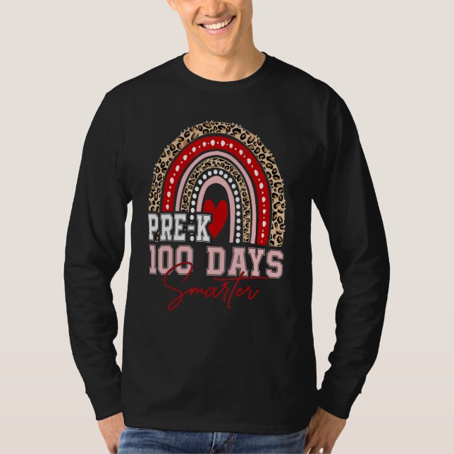 100th Day Of Pre K Teacher  100 Days Smarter Rainb T-Shirt (Vorderseite)