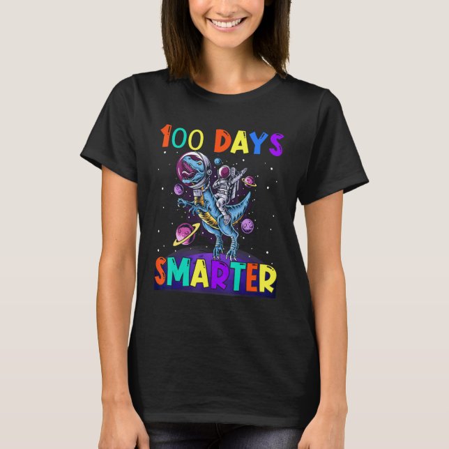 100th Day Of School 100 Days Smarter Books Space A T-Shirt (Vorderseite)