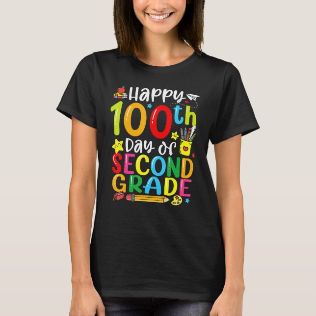 100th Day Of School 2nd Grade Teacher Student 100  T-Shirt (Vorderseite)