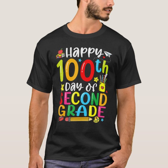 100th Day Of School 2nd Grade Teacher Student 100  T-Shirt (Vorderseite)