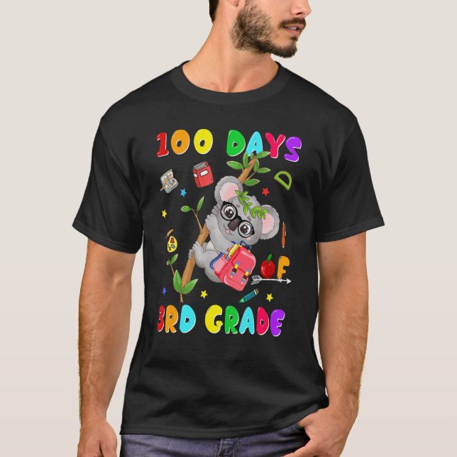 100th Day of School 3rd Grade Koala Happy 100 Days T-Shirt (Vorderseite)
