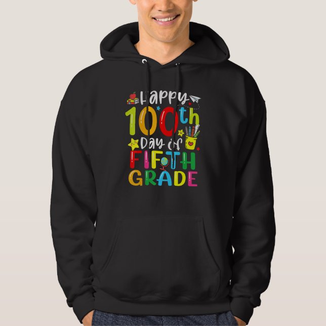 100th Day Of School 5th Fifth Grade Teacher Studen Hoodie (Vorderseite)