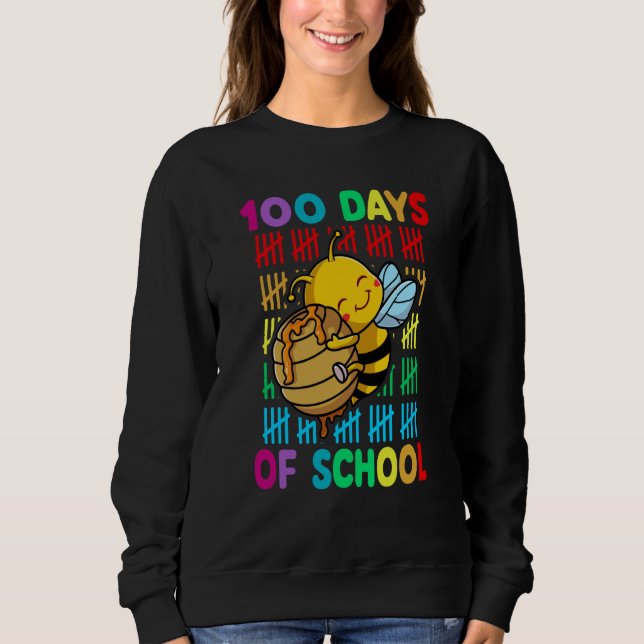 100th Day Of School Animal Bees Happy 100th Day Ki Sweatshirt (Vorderseite)