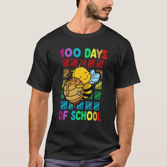 100th Day Of School Animal Bees Happy 100th Day Ki T-Shirt (Vorderseite)