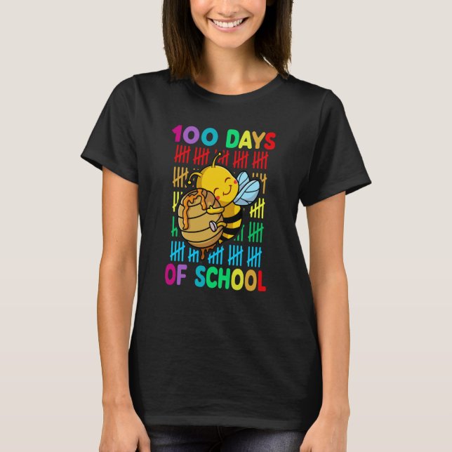 100th Day Of School Animal Bees Happy 100th Day Ki T-Shirt (Vorderseite)