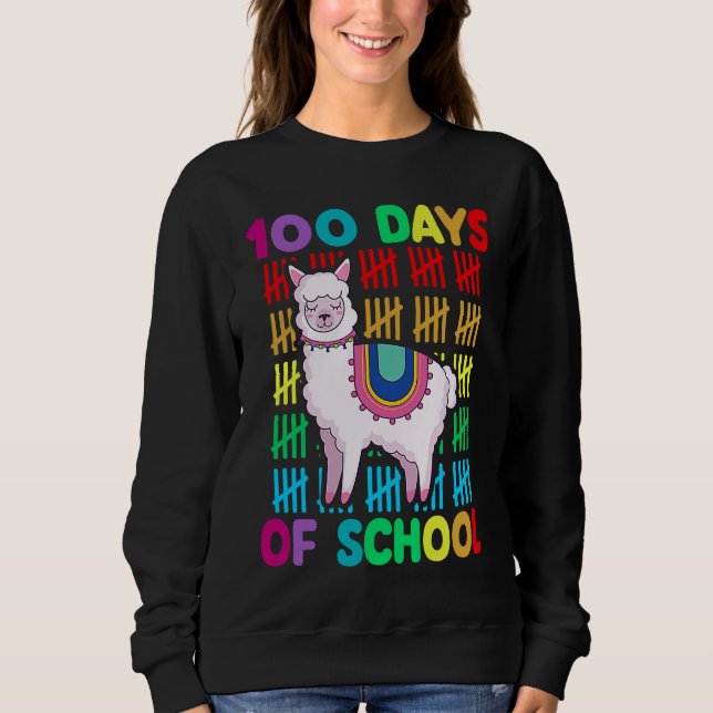 100th Day Of School Animal llama Lover Happy 100th Sweatshirt (Vorderseite)
