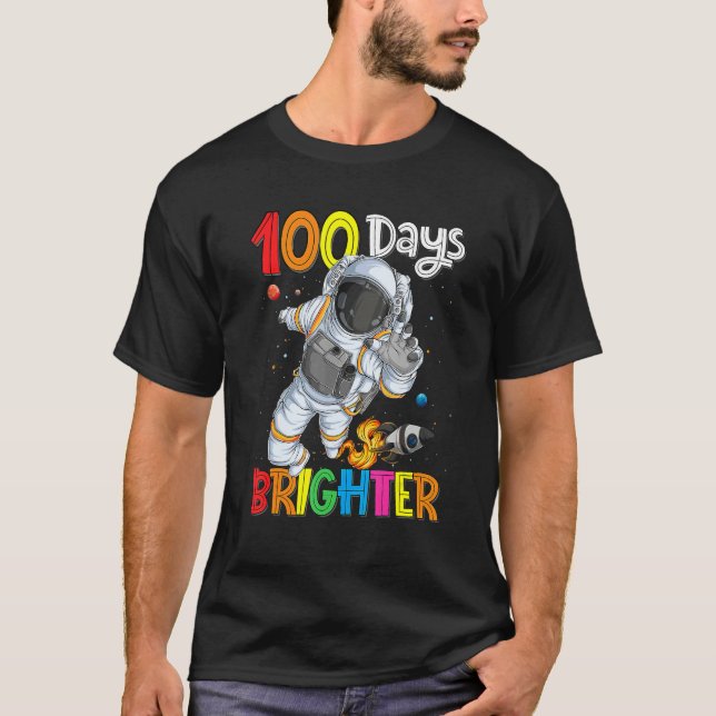 100th Day of School Astronaut Outer Space 100 Days T-Shirt (Vorderseite)