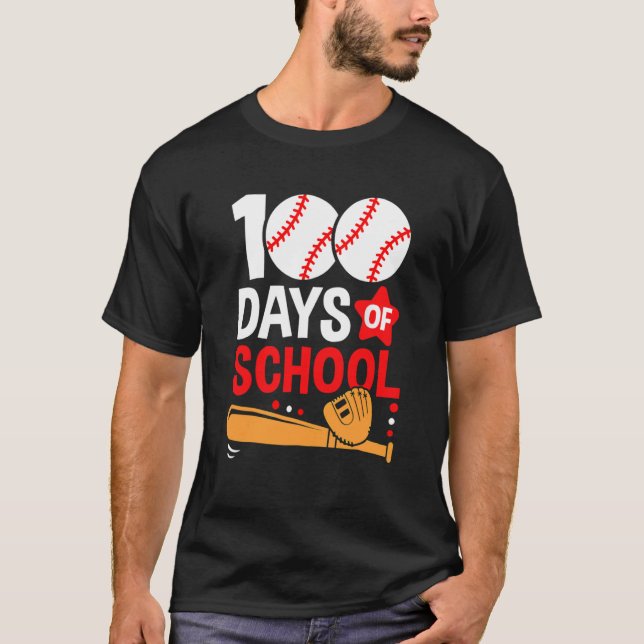 100th Day Of School Baseball 100 Days Smarter Teac T-Shirt (Vorderseite)