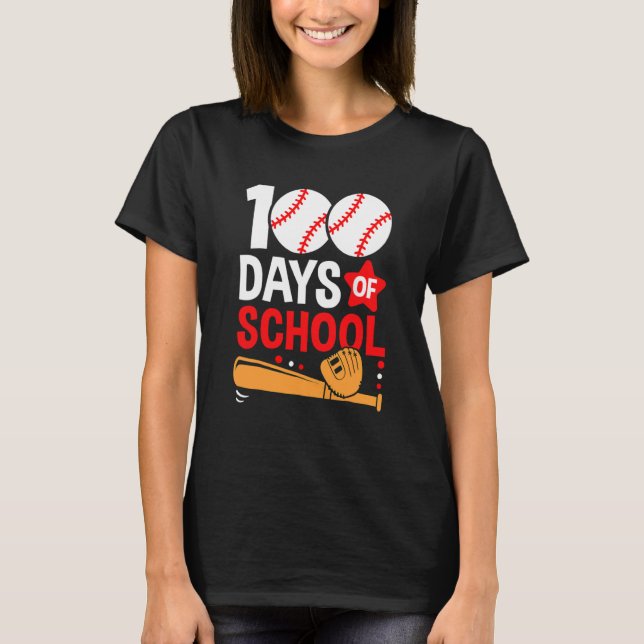 100th Day Of School Baseball 100 Days Smarter Teac T-Shirt (Vorderseite)