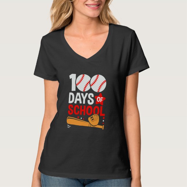 100th Day Of School Baseball 100 Days Smarter Teac T-Shirt (Vorderseite)