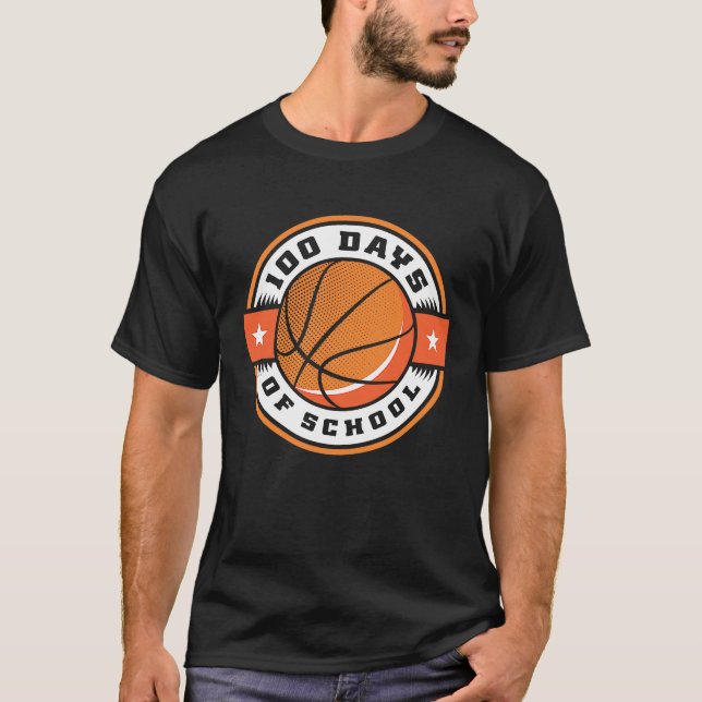 100th Day of School Basketball 100 Days Of School T-Shirt (Vorderseite)